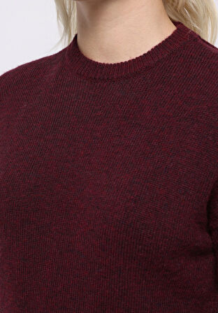 Regular Fit Yuvarlak Yaka Düz Kadın Mor Kazak