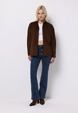 Regular Fit Orta Bel Bootcut Kadın Koyu İndigo Jean Pantolon