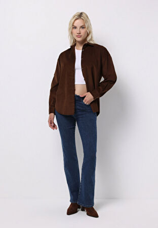 Regular Fit Orta Bel Bootcut Kadın Koyu İndigo Jean Pantolon