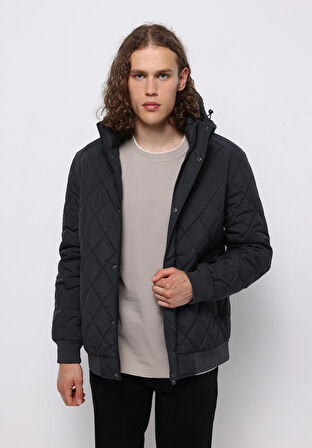 Regular Fit     Erkek Gri Mont