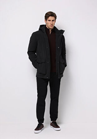 Regular Fit     Erkek Siyah Kaban