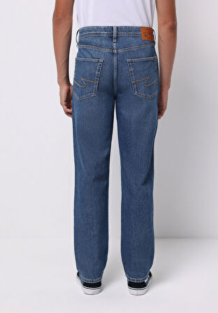 Loose Straight Fit   Erkek İndigo Jean Pantolon