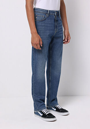 Loose Straight Fit   Erkek İndigo Jean Pantolon
