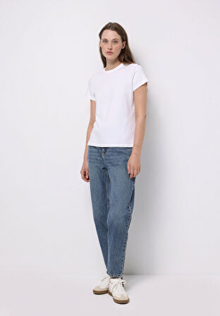 Barrel Fit   Kadın İndigo Jean Pantolon