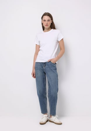 Barrel Fit   Kadın İndigo Jean Pantolon