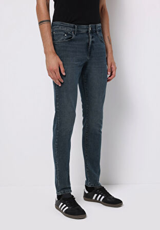 Slim Fit   Erkek İndigo Jean Pantolon