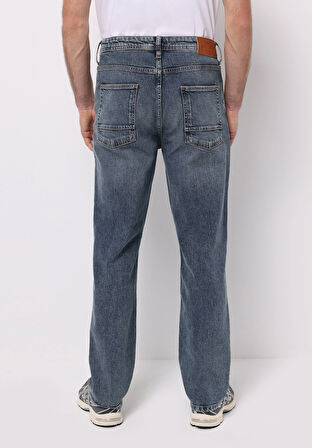 Loose Straight Fit   Erkek İndigo Jean Pantolon