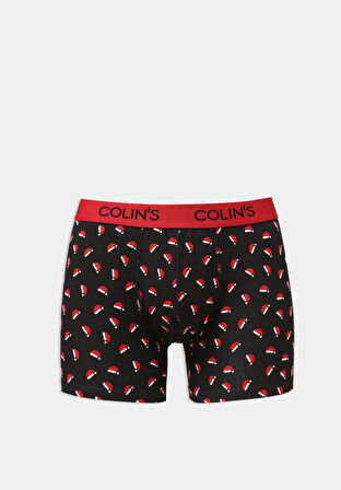 Modern Fit Baskılı Erkek Siyah Boxer