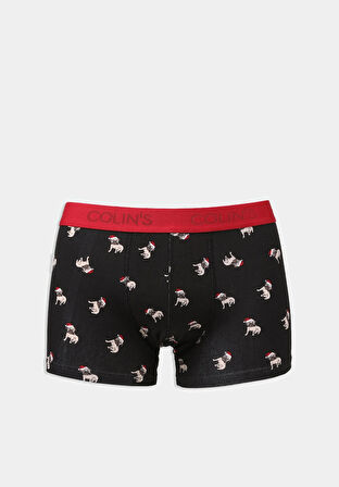 Modern Fit Baskılı Erkek Siyah Boxer