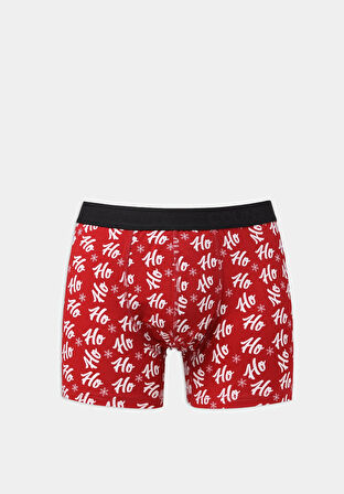 Modern Fit Baskılı Erkek Bordo Boxer