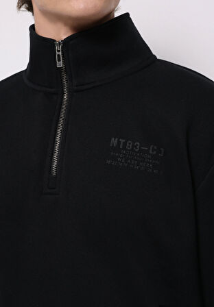 Comfort Fit   Erkek Siyah Sweatshirt