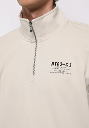 Comfort Fit   Erkek Taş Sweatshirt