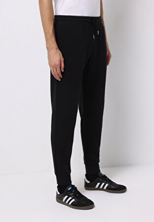 Slim Fit Orta Bel Düz Erkek Siyah Eşofman Altı