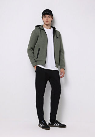 Slim Fit Orta Bel Düz Erkek Siyah Eşofman Altı