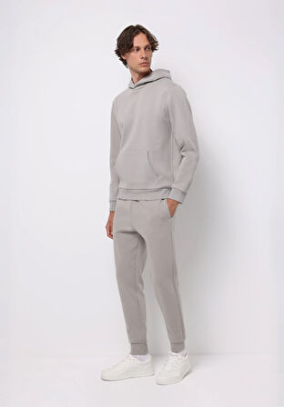 Slim Fit Orta Bel Düz Erkek Gri Eşofman Altı