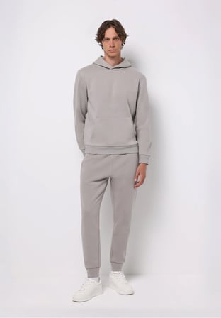 Slim Fit Orta Bel Düz Erkek Gri Eşofman Altı
