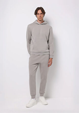 Slim Fit Orta Bel Düz Erkek Gri Eşofman Altı
