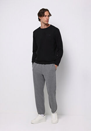 Loose Fit Orta Bel Düz Erkek Antrasit Eşofman Altı