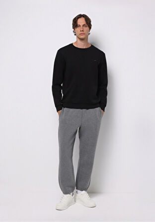 Loose Fit Orta Bel Düz Erkek Antrasit Eşofman Altı