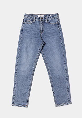 Mom Fit   Kadın İndigo Jean Pantolon