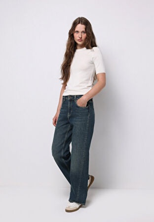 Regular Fit   Kadın İndigo Jean Pantolon