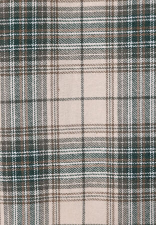 Regular Fit Shirt Neck Ekoseli Erkek Bej Uzun Kol Gömlek