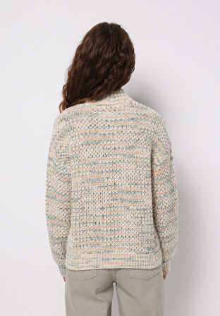 Regular Fit Yuvarlak Yaka Düz Kadın Çok Renkli Kazak