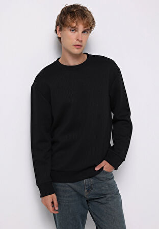 Comfort Fit   Erkek Siyah Sweatshirt
