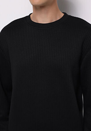 Comfort Fit   Erkek Siyah Sweatshirt