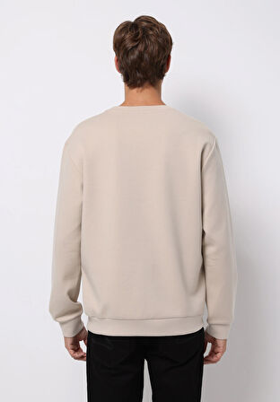Regular Fit   Erkek Bej Sweatshirt