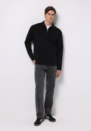 Loose Straight Fit   Erkek Siyah Jean Pantolon