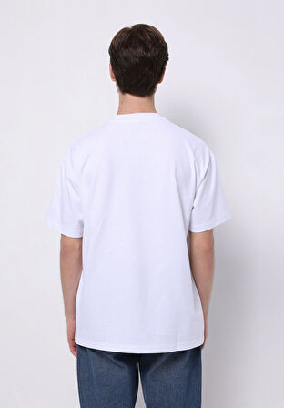 Comfort Fit Yuvarlak Yaka Düz Erkek Beyaz Kısa Kol Tişört