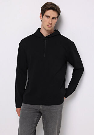 Comfort Fit   Erkek Siyah Sweatshirt