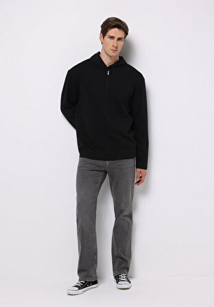 Comfort Fit   Erkek Siyah Sweatshirt