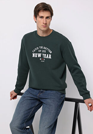 Comfort Fit   Erkek Yeşil Sweatshirt
