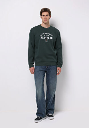 Comfort Fit   Erkek Yeşil Sweatshirt