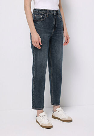 Straight Fit   Kadın İndigo Jean Pantolon