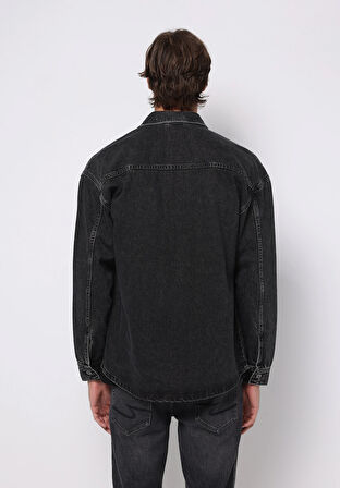 Oversize Fit   Erkek Siyah Shacket