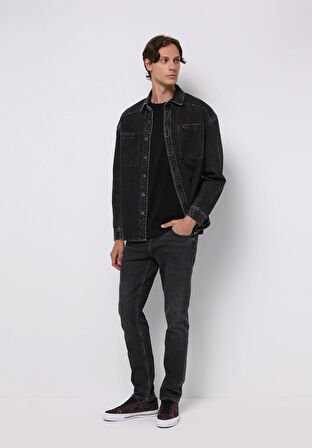Oversize Fit   Erkek Siyah Shacket
