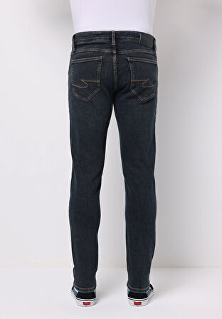 Slim Fit   Erkek Lacivert Jean Pantolon