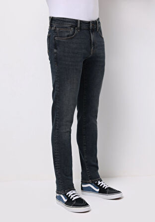 Slim Fit   Erkek Lacivert Jean Pantolon