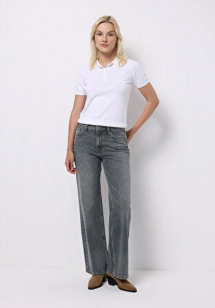 Regular Fit   Kadın Gri Jean Pantolon