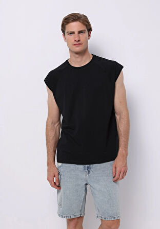 Boxy Fit   Erkek Siyah Atlet