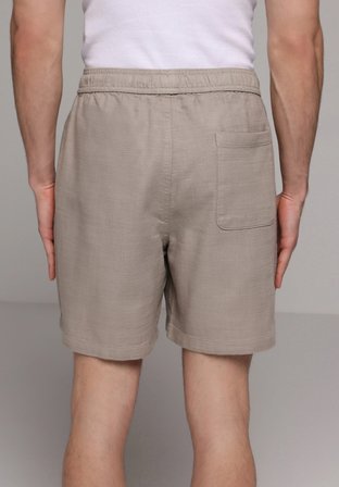 Relaxed Fit Orta Bel Düz Erkek Bej Şort