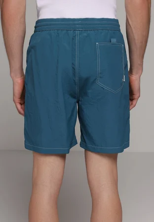 Slim Fit Düz Erkek Yeşil Deniz Şortu