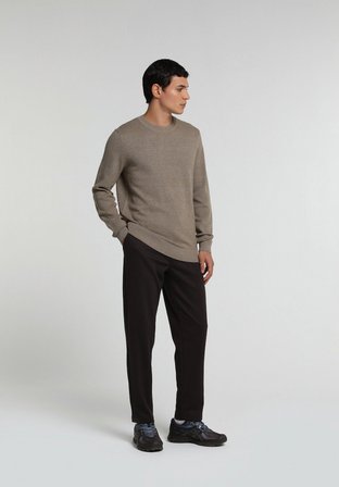 Regular Fit Orta Bel Düz Paça Erkek Kahverengi  Pantolon
