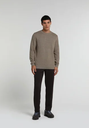 Regular Fit Orta Bel Düz Paça Erkek Kahverengi  Pantolon