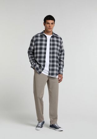 Regular Fit Orta Bel Düz Paça Erkek Bej  Pantolon