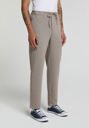 Regular Fit Orta Bel Düz Paça Erkek Bej  Pantolon