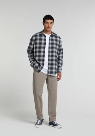 Regular Fit Orta Bel Düz Paça Erkek Bej  Pantolon